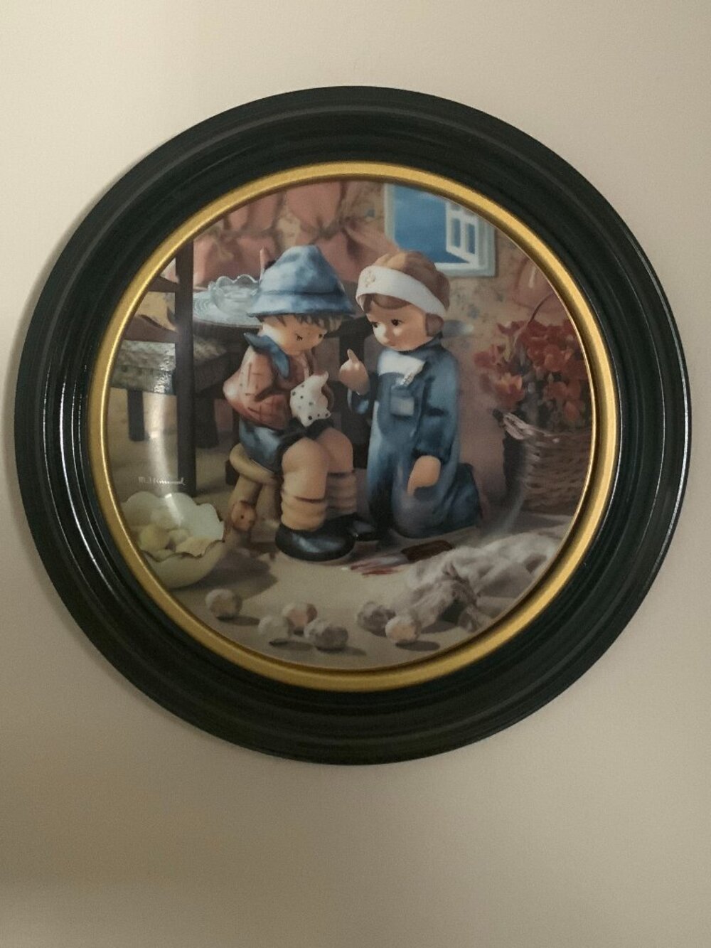 DANBURY MINT - FRAMED HUMMEL PLATE - LITTLE COMPANIONS - TENDER LOVING CARE